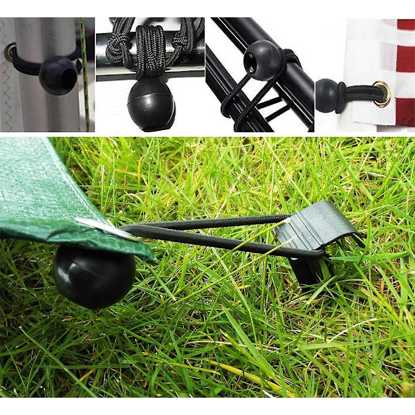 25 stk. Elastikkord Elastikkord Multifunktionel 4mm Til Markise Havebanner Pavillontelt Sort