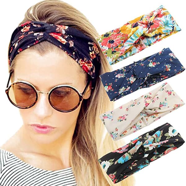 4 stk. Boho Hårbøjler til Kvinder Vintage Blomsterprintet