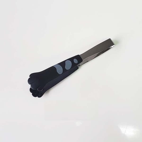 Fødevareclips i rustfrit stål + silikone katteklo-clips (sort stor)