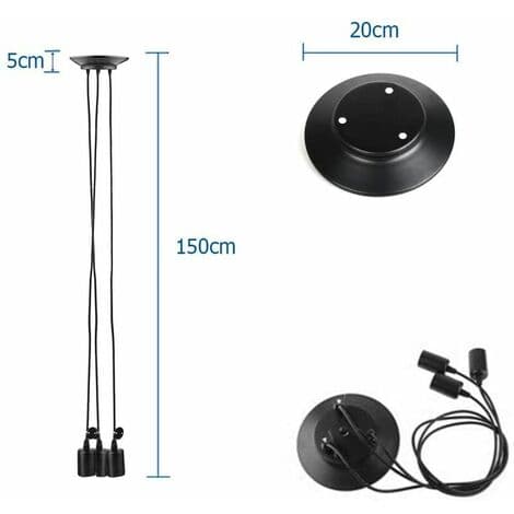 Lamper 1,5M Justerbar DIY Pendel Lysekrone til Stue Bar Sort - Sort