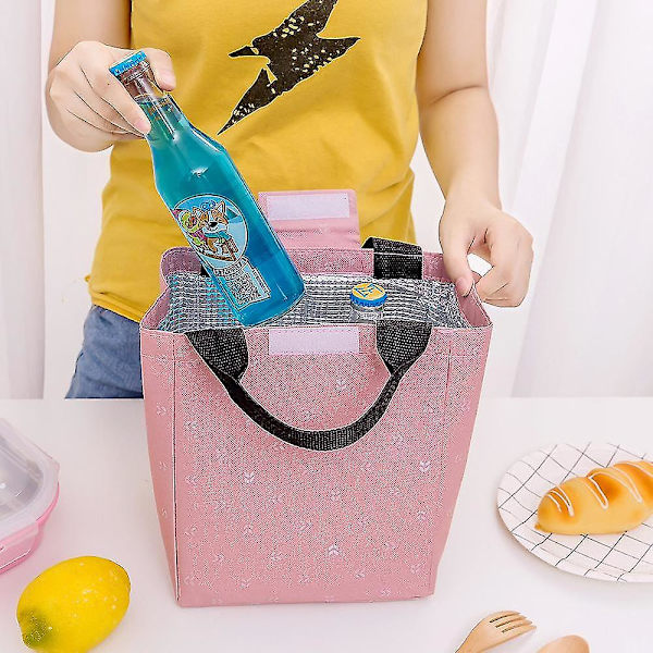 Ny Bärbar Lunchväska Liten Löv Isoleringspackage Familjepicknick Kylväska Canvas Handväska