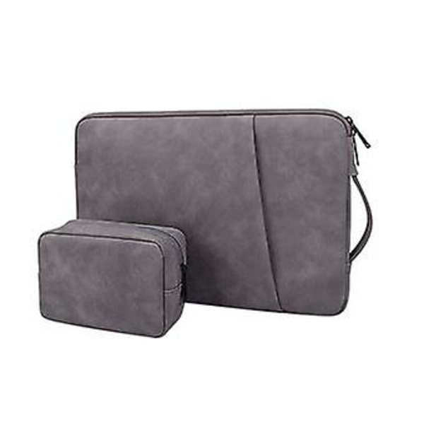 Laptopväska Soft Leather 14.1&#39;&#39;| Mörkgrå | 370 X 265 X 25 Mm
