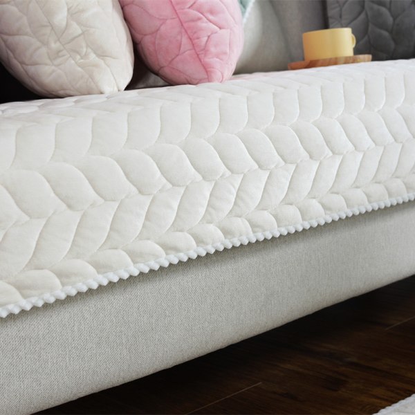 Modern minimalist sofa cushion, comfortable plush sofa cushion cover(white beige, 70*210),