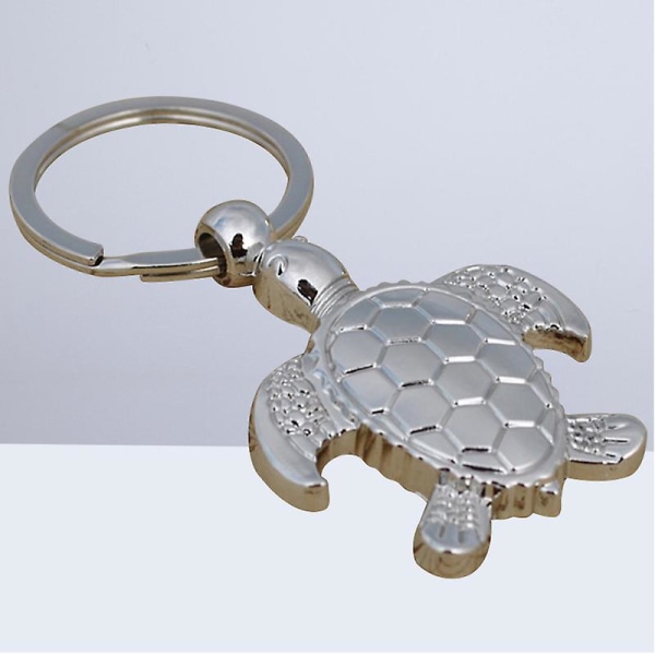 Havssköldpadda Nyckelring Nyckelring Metall Cool Bilnyckelring Handväska Hänge Dekoration Kreativ present Party Favor (silver)