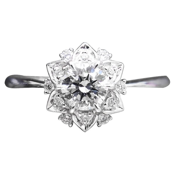 Luksus Floral Rhinestone Finger Ring Kvinner Bryllup Engasjement Brudesmykker US 10