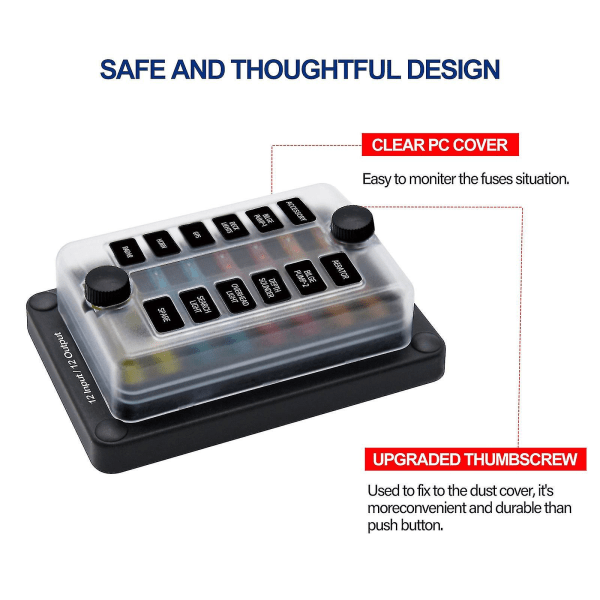 12-veis Marin Sikringsboks Blokk Holder Panel For Lastebil Bil Strømfordeling