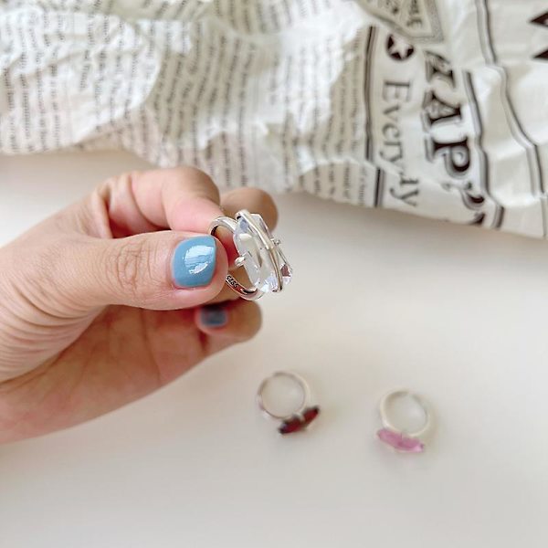Ring i Silver S925 Justerbar Mode Smycke Ac7385 Redd