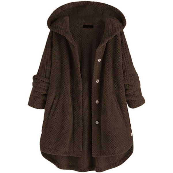Brun 4XL plus-size fleece-huvtröja för kvinnor brown 4XL