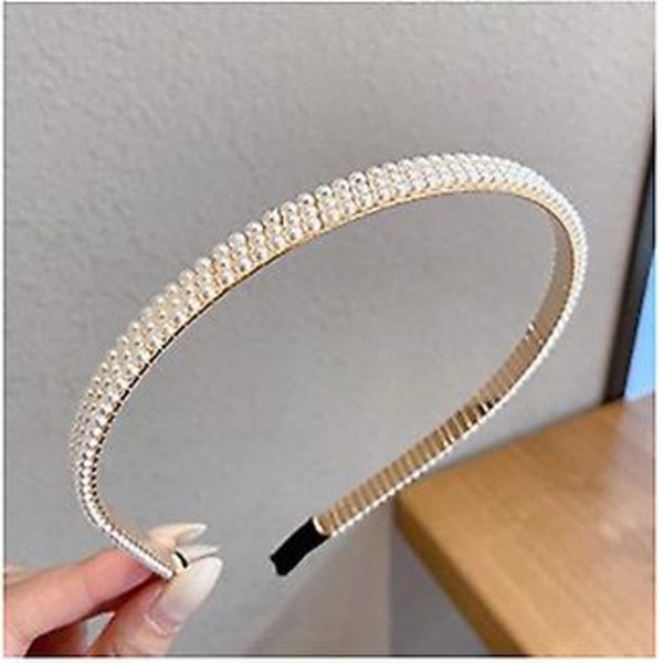 Korea Style Pearl Beaded Hair Hoop Hovedbånd Dame 2