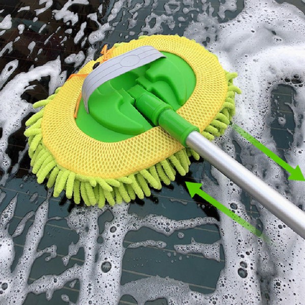 2 STK bilvaskmopp, bilviskerbørste, uttrekkbar Chenille bilvaskebørste, bilrengjøringsverktøy (Chenille mopphode [uten stang]),