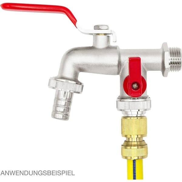Dubbel kulventil 11282, 1/2", matt, krom, extra utlopp 3/4"