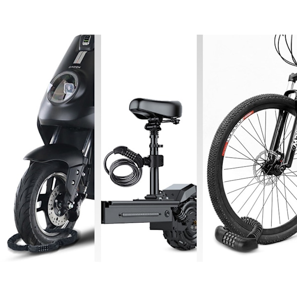 Cykel lås, lås, cykel lås med kode, bærbar stålkæde lås (PL-M6 (kæde lås med 5 cifret kode))