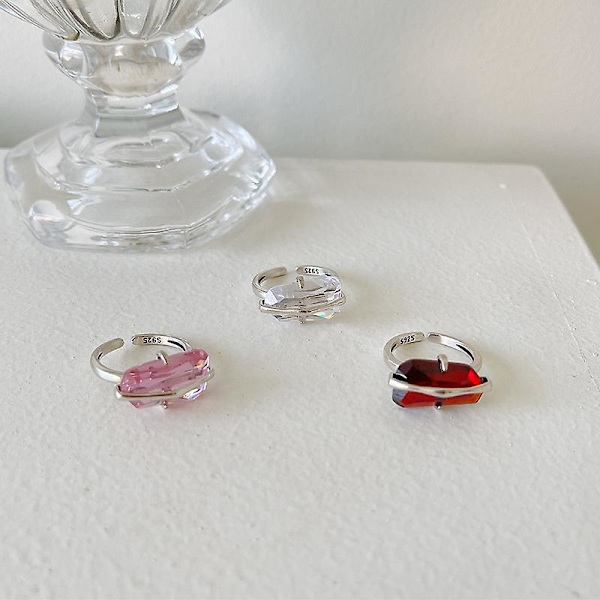 Ring i Silver S925 Justerbar Mode Smycke Ac7385 Redd