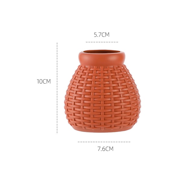 Plastvas, blomma arrangemang kruka för våta och torra blommor, blomdekoration, imitation rottingvas 5.7*7.6*10cm (vit)