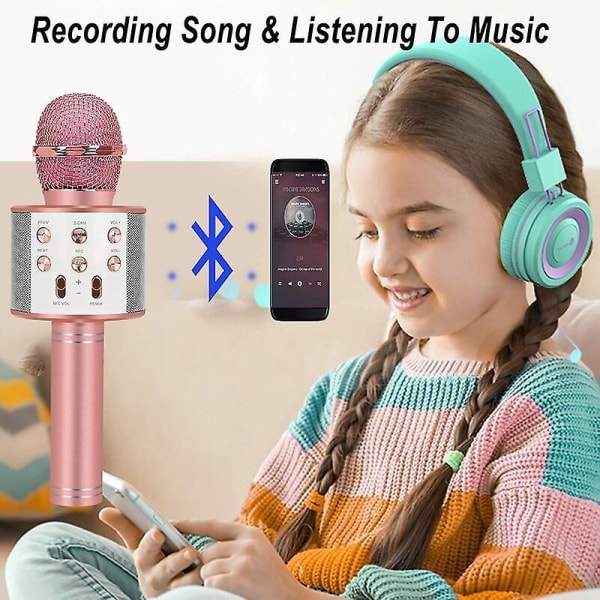 Trådlös Karaoke Mikrofon Bärbar Bluetooth Karaoke Mikrofon För Barn Musik Karaoke Leksaker Födelsedagspresenter För Pojkar Flickor - Rosa