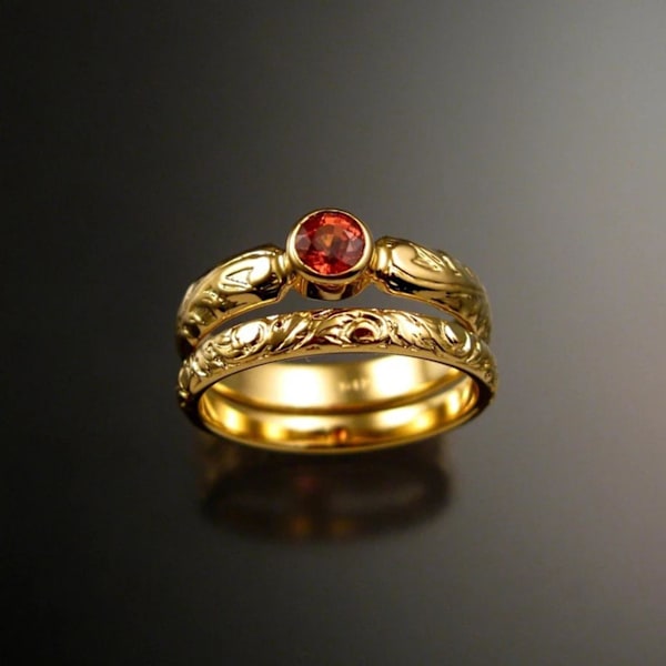 2 stk. Fingerringe Gravering Rød Faux Gem Damer Geometrisk Rhinestone Ringe Til Bryllup US 9