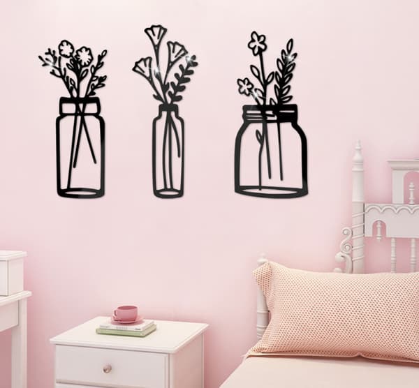 3-delad Blomväggdekor Minimalistisk Vas Väggkonst Tulpan