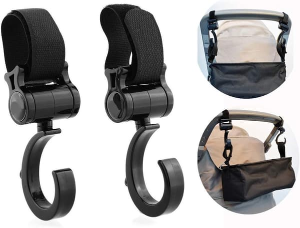 2-pack roterande barnvagnskrokar, universell barnvagnstillbehör
