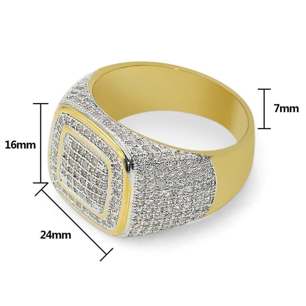 Glitter Mænd Square Fuld Rhinestone Indlagt Finger Ring Bryllup Engagement smykker US 8