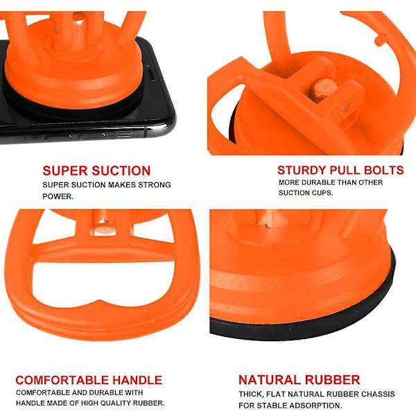 2 stycken kraftiga sugkoppar, buckla reparationsdragare lyftare sugkopp buckla förfall verktyg LCD-surfplatta mobiltelefon display olika tekniska enheter öppning för Orange