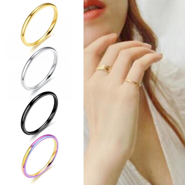 Elegant Finger Ring med Slät Yta Minimalistisk Enkel Stil Tunn Stacking Ring för Födelsedag Rose Gold US 5