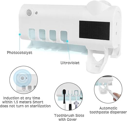 1 st Vit Väggmonterad Tandkrämsdispenser, UV-steriliserad