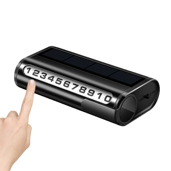 1 stk (Sort) Solcelledrevet parkeringsnummerplade, rulle, lysende