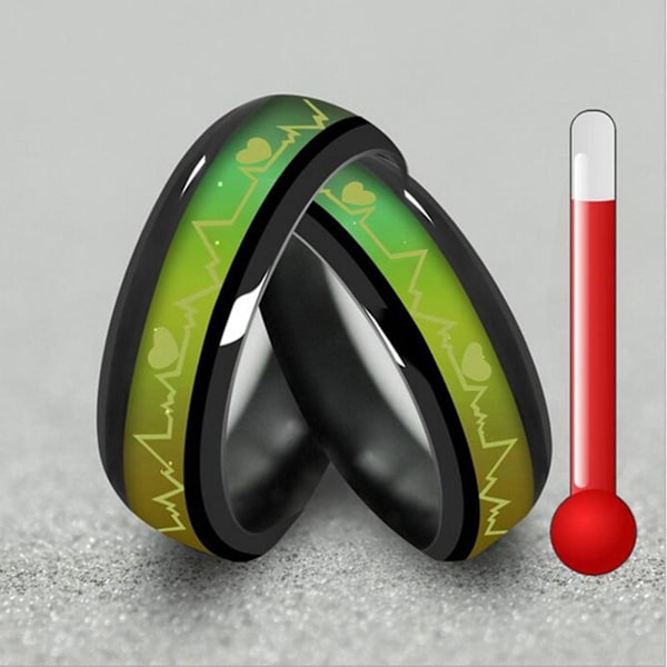 Snygg Ring i Rostfritt Stål med Tryckt Mönster - Unisex Rund Parring för Dejting US 7 Mens