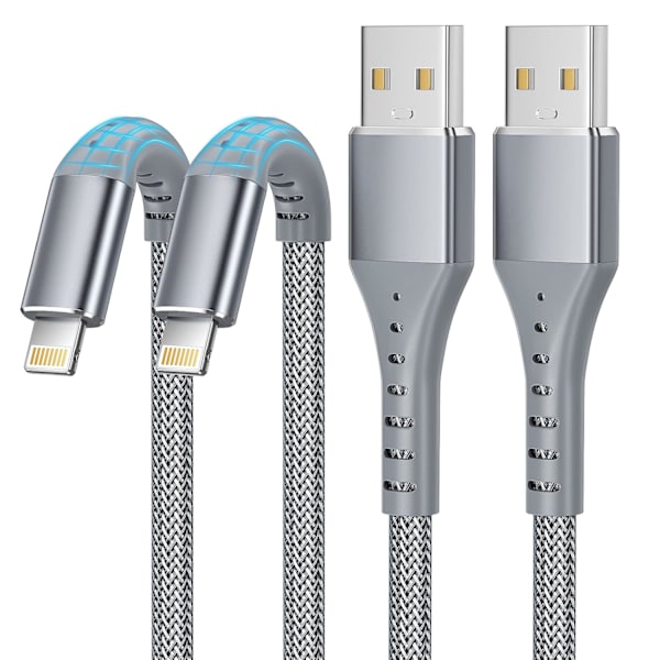 Grå iPhone-ladekabel [1m+1m/4-pakning] MFi-sertifisert iPhone