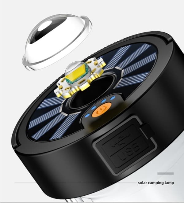 Utomhus Camping Ljus Typ-C Gränssnitt Kraftfull LED Camping Ljus (Svart Version)