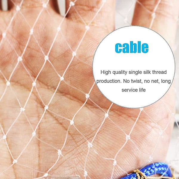 Fishing Net, Monofilament Nylon Hand Fishing Net With Hand Rope Fishing Net Bait Trap, 2.4m / 95inch, 0.5 Finger Mesh