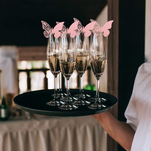 100 st Rose laserutskurna 3D-fjärilsväggdekaler