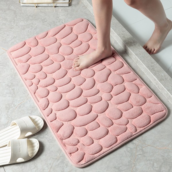 Pebble Waffle Gulvmåtter, Badeværelsesindgang Anti-Skridsikker Absorberende Gulvmåtter (Pink, 40*60CM)