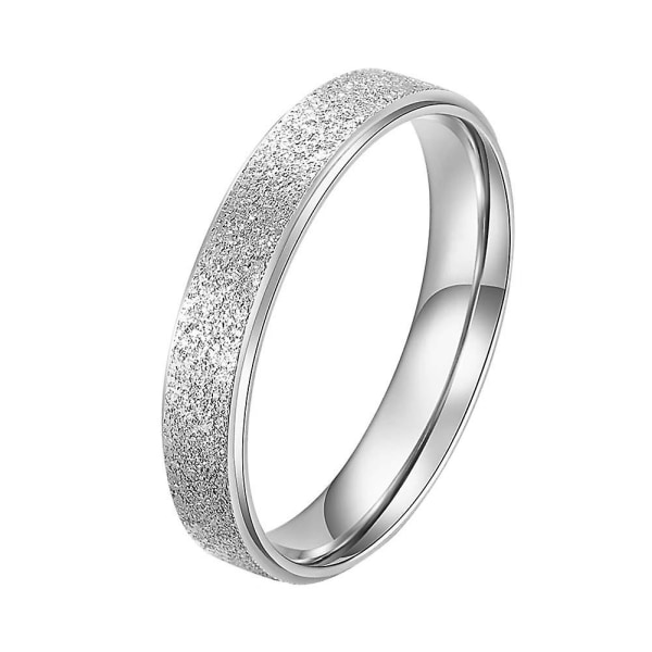 Glitter Matte Slim Band Titanium Stål Finger Ring Brude Bryllupssmykker Gift Silver US 9 4mm