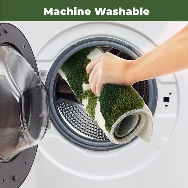 Grønne Blade Skridsikker Absorberende Bademåtte - 45x65cm
