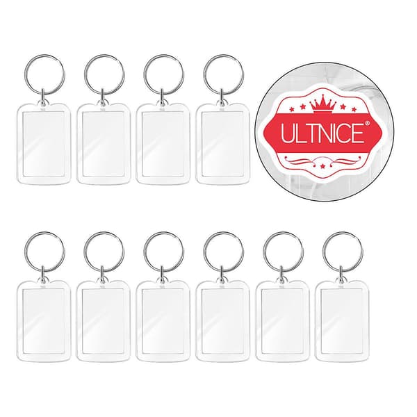 Ultnice 10 stk. Blanke Indsætningsbillede Ramme Split Ring Nøglering Funktionel Nøglering Billede Ramme