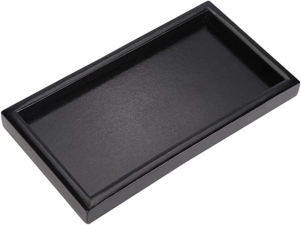1 stk. (22x12x2cm) sort bakke rektangulær træ tebakke massiv