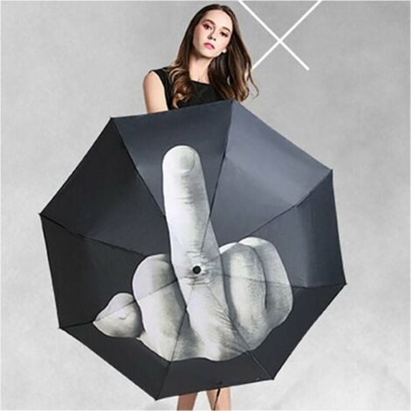 Svart Roligt Mellanfinger Design Snygga Mode Paraply