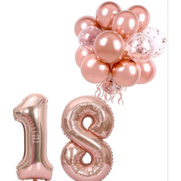 Ballongsett med 33 stk, 40 tommers rosegullfolie tallballonger, bryllup bursdagsfest dekorasjon. —Rose Gold-18