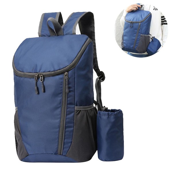 1 st 20l Lätt packbar ryggsäck, liten hopfällbar vandringsryggsäck Dagspaket för resor Camping utomhussemester Dark Blue