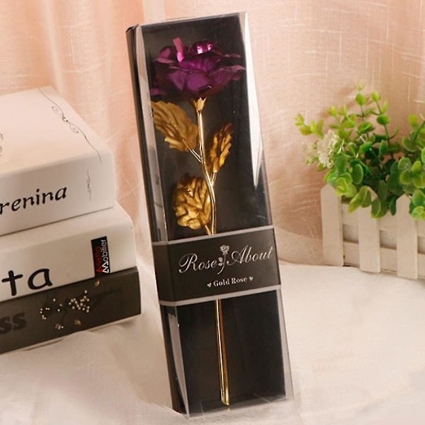 Guldpläterad rosblommajubileum Alla hjärtans dag romantisk present till