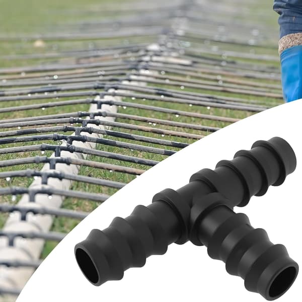 Sæt med 4 T-slangefittings i plast til drypvandingsslange, havemodhageforbindelse til system