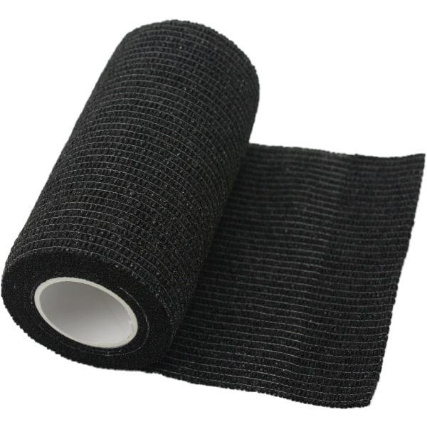 6 stykker selvklæbende bandage Sammenhængende bandage Selvklæbende bandage Rulle Fleece Fleksibel Bandage Sammenhængende Atletisk Tape Alleray Testet Sort, 10 cm