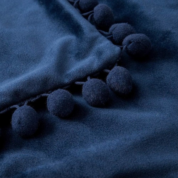 Sæt af 2 Fløjls Pudebetræk Dekorative Pudebetræk Pompom Pompom Pude Puder Bløde og Solide med Kvadratiske Pompoms til Sofa Soveværelse Sofa 45x45cm 18 x18 Navy Blue