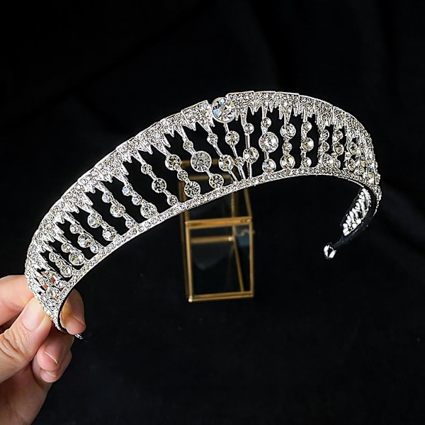 Brudekrone Hovedbeklædning Bryllup Fødselsdag Krone Hovedbeklædning Rhinestones Retro Luksus Hår Tilbehør Til HG256