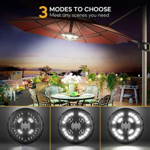 Parasol-valo, 28 LED-varjovalaisin 3 tilaa ladattava valaistusvarjolamput, hätävalo, sähkökatkoksiin C