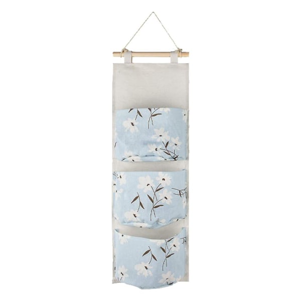 Multifunksjonelle oppbevaringshyller Vanntette Linen Stoff Organiserer Med 3 Lommer light blue