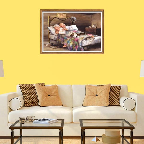 (30x40cm) 5D Diamantmaleri DIY-sett Parforelsket, Seng Hund