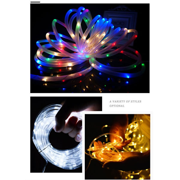 LED-lysstreng med solcelle, kobberrør, festlige dekorative lys (blå)
