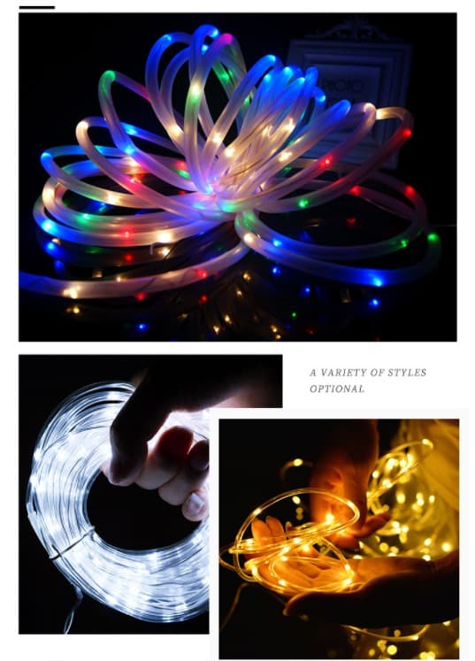 LED-lysstreng med solcelle, kobberrør, festlige dekorative lys (lilla)